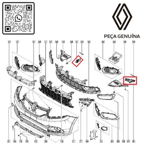 RN 37883R-K 622237883R KIT ESQ-DIR SUPORTE GUIA DO PARACHOQUE DIANT. SAN II_LOG II -3-